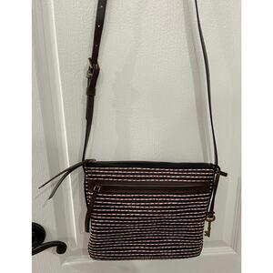 Fossil Crossbody brown with pink, black & white